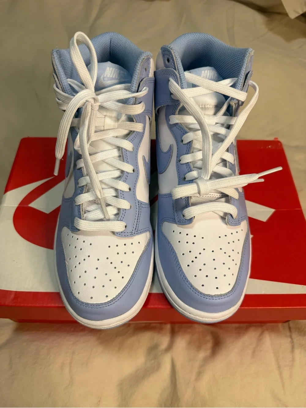 Nike Women’s High Top Sneakers — White and Light Blue